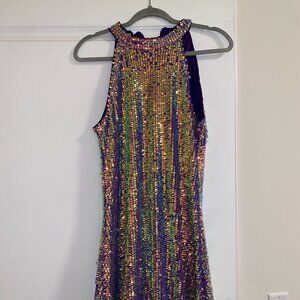 SHEIN Purple Iridescent Sequin 70s Style Mini Dress - US 6 or Medium - EUC